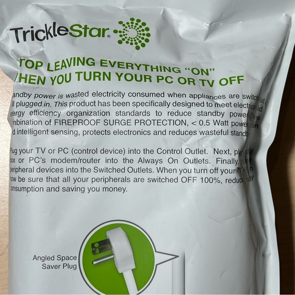 NWT TrickleStar TS1104 7 Outlet Advanced Powerstrip+, Multi-sensor, Color White - Picture 7 of 8